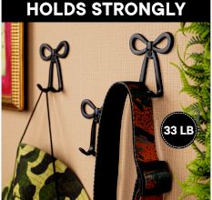 3 Pieces Decorative Black Aluminium Bow Wall Hooks