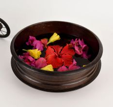 Deep Floral Brass Urli for Office Decoration