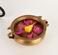 Traditional Brass Serving Bowl for Flower Decor