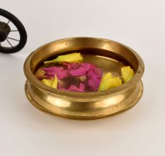 Golden Floral Brass Urli in Antique Finish