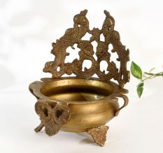 Ornate Peacock Brass Urli for Hindu Rituals