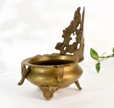 Ornate Peacock Brass Urli for Hindu Rituals