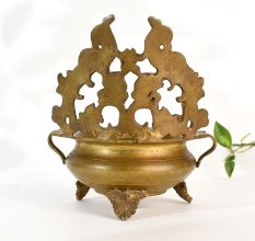 Ornate Peacock Brass Urli for Hindu Rituals