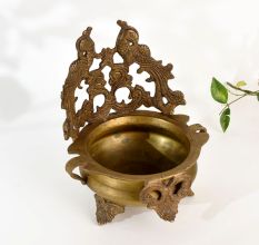 Ornate Peacock Brass Urli for Hindu Rituals
