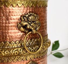 Handmade Copper and Brass Storage Jar with Ornate Lid For Decor