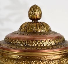 Handmade Copper and Brass Storage Jar with Ornate Lid For Decor