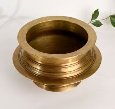 Polished Wide Handcrafted Brass Pot for Decor