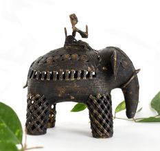 Tribal Brass Elephant Rider Sculpture for Home Decoration