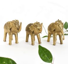 Elegant Brass Elephant for Decor in Set of 3