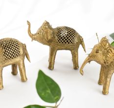 Elegant Brass Elephant for Decor in Set of 3