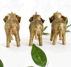 Elegant Brass Elephant for Decor in Set of 3
