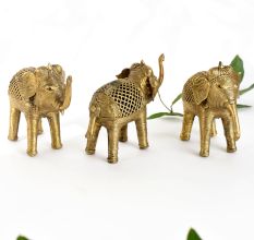 Elegant Brass Elephant for Decor in Set of 3