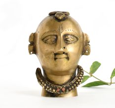 Tribal Brass Head Bust in Antique Finish