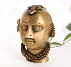 Tribal Brass Head Bust in Antique Finish