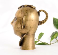 Tribal Brass Head Bust in Antique Finish