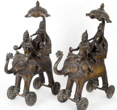 Divine Elephant Chariot Pair for Decoration