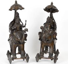 Divine Elephant Chariot Pair for Decoration