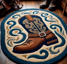 Handtufted Western Boot Emblem Rug