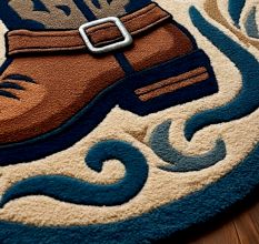 Handtufted Western Boot Emblem Rug