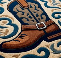 Handtufted Western Boot Emblem Rug
