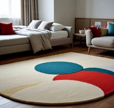 Handtufted Abstract Color Circle Rug