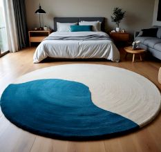 Handtufted Coastal Wave Round Rug