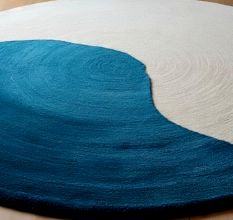 Handtufted Coastal Wave Round Rug