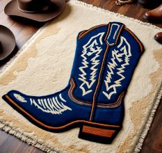 Handtufted Blue Boot Design Rug