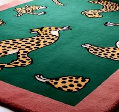 Handtufted Leopard Spot Green Rug