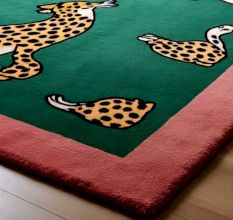 Handtufted Leopard Spot Green Rug