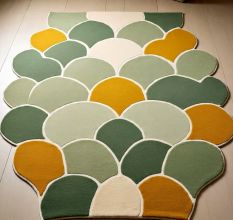 Handtufted Green Scallop Cascade Rug