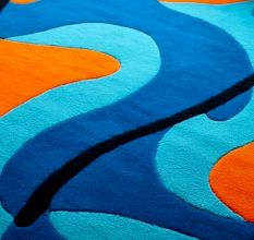 Handtufted Blue Orange Ripple Rug