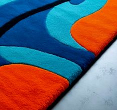 Handtufted Blue Orange Ripple Rug