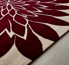 Handtufted Crimson Petal Burst Rug