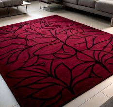 Handtufted Crimson Vine Pattern Rug