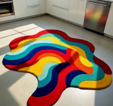 Handtufted Rainbow Wave Blob Rug
