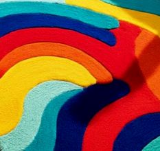 Handtufted Rainbow Wave Blob Rug