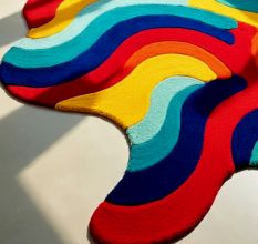 Handtufted Rainbow Wave Blob Rug