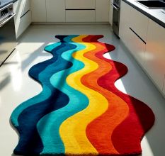 Handtufted Rainbow Wave Runner Rug
