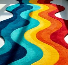 Handtufted Rainbow Wave Runner Rug
