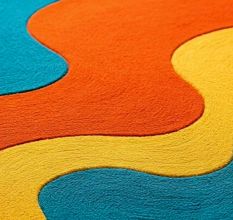 Handtufted Orange Teal Wave Rug