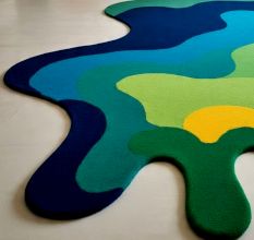 Handtufted Blue Green Puzzle Rug