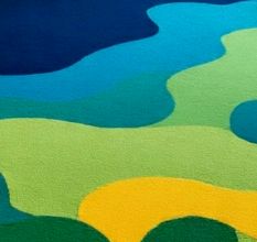 Handtufted Blue Green Puzzle Rug