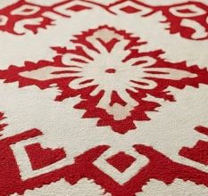 Handtufted Crimson Folk Motif Rug