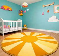 Handtufted Golden Sun Ray Rug