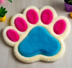 Handtufted Vibrant Pawprint Play Rug