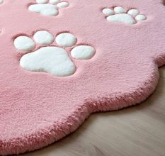 Handtufted Pink Pawprint Play Rug