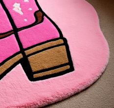 Handtufted Pink Cowboy Boot Rug