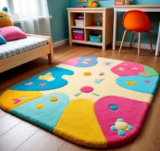 Handtufted Color Block Dotty Rug