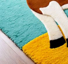 Handtufted Happy Cow Cartoon Rug